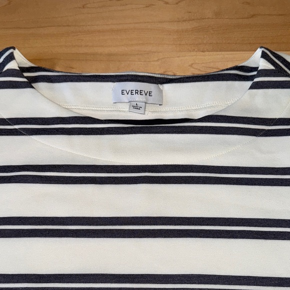 Evereve Ariel Mariner Charcoal and White Striped Long Sleeve Tee NWOT - Picture 7 of 14